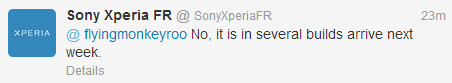 Sony Xperia France tweet reply 