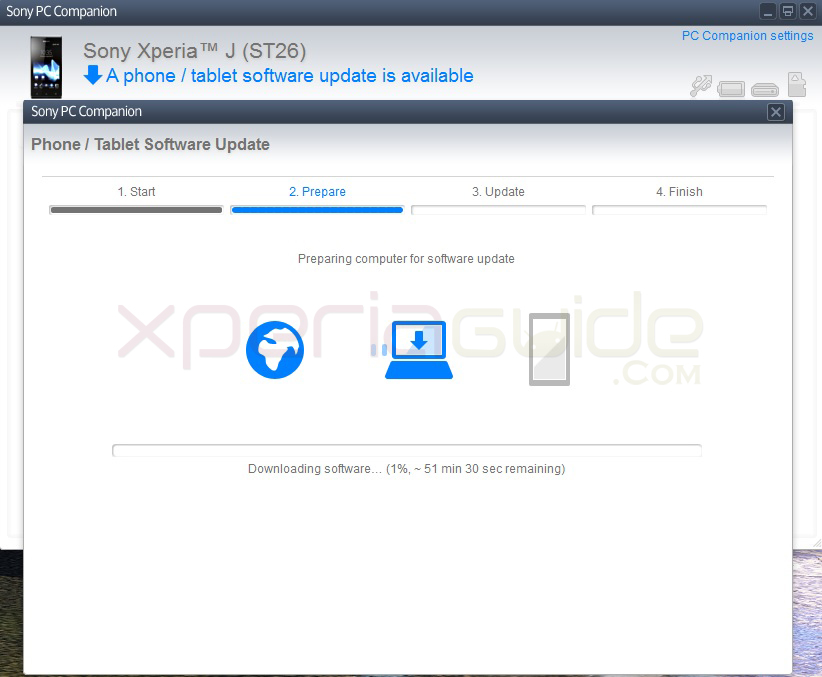 Xperia J ST26i Jelly Bean 11.2.A.0.31 firmware update via PC Companion