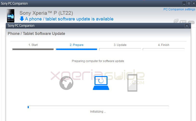 Xperia P LT22i to Android 4.1.2 Jelly Bean 6.2.A.0.400 firmware update via PC Companion