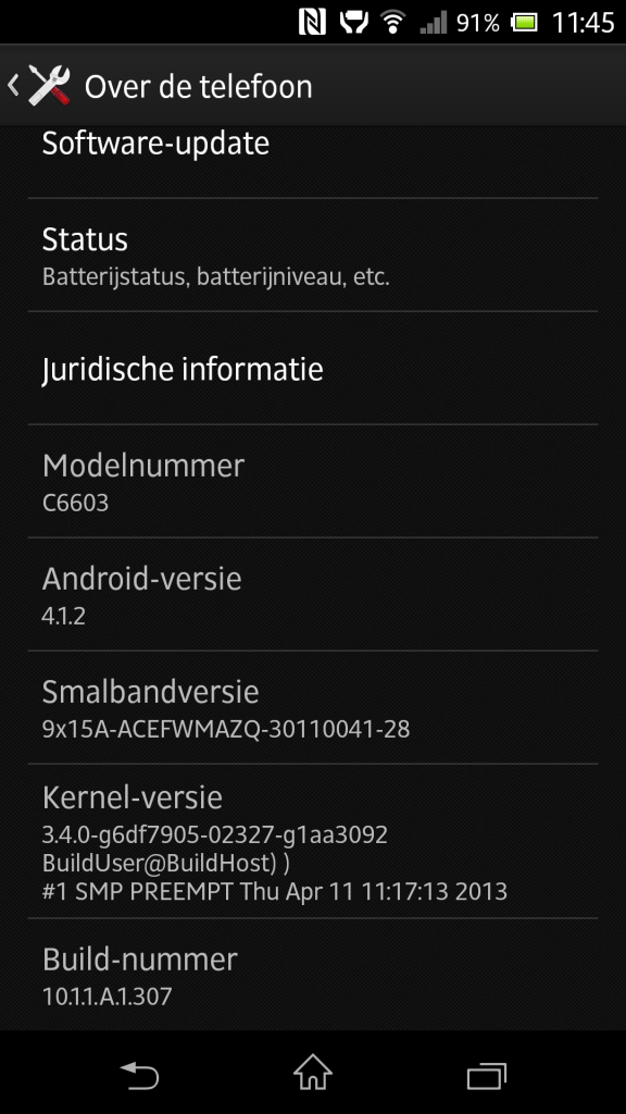Jelly Bean 10.1.1.A.1.307 firmware for Xperia Z C6603 Details